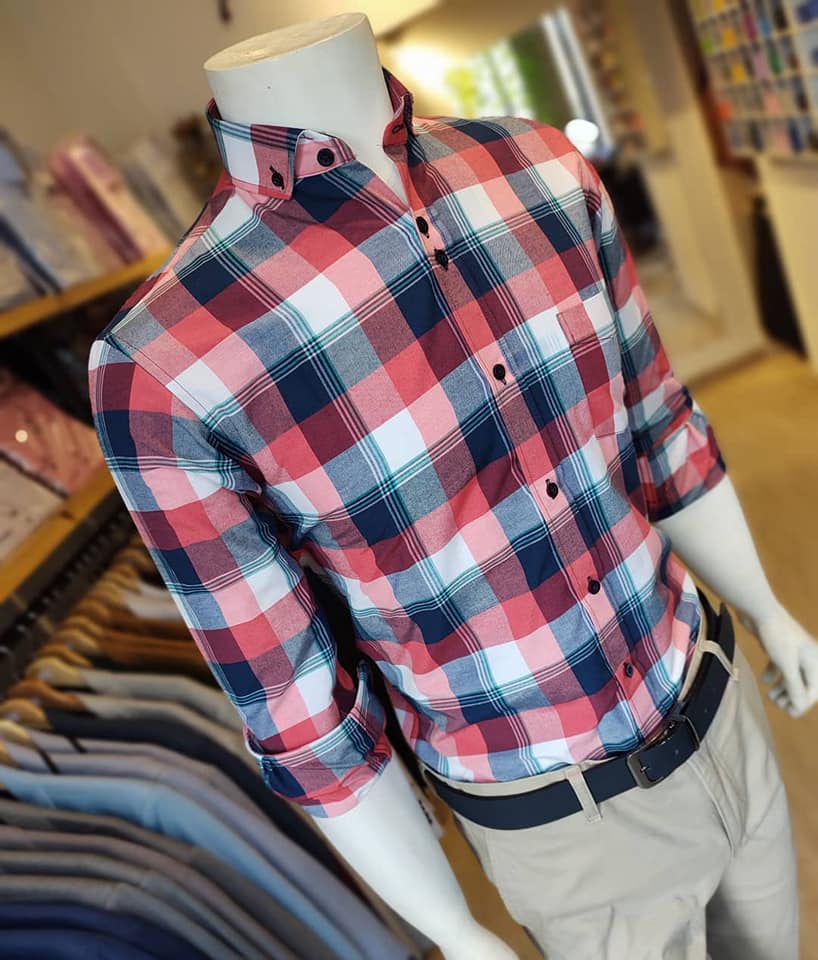 CAMISA A CUADROS ROSA CON AZUL CASUAL prestigioclase