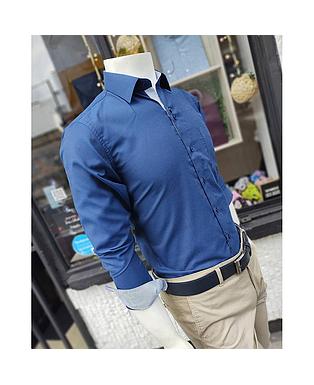 CAMISA SOLO FONDO AZUL OSCURA CASUAL 